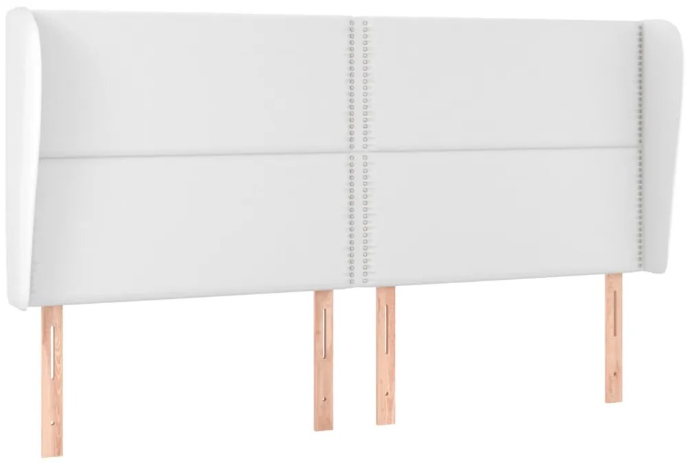 vidaXL Κεφαλάρι με Πτερύγια Λευκό 203x23x118/128 εκ. Συνθ. Δέρμα