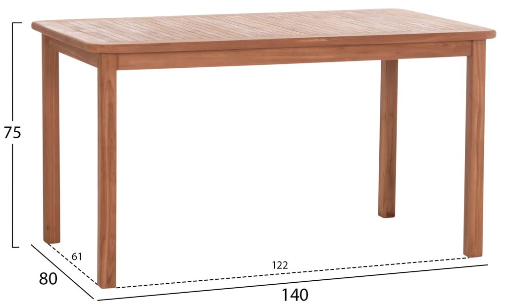 ΤΡΑΠΕΖΙ ΟΡΘΟΓΩΝΙΟ PRESSCOT HM18123 ΞΥΛΟ TEAK--ΦΥΣΙΚΟ 140x80x76Υεκ. (1 Τεμμάχια)
