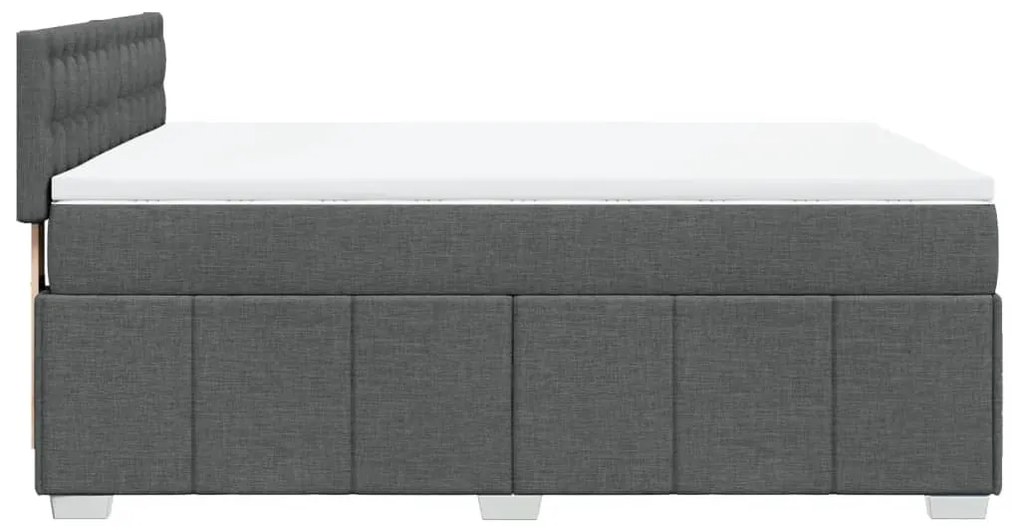 vidaXL Κρεβάτι Boxspring με Στρώμα Σκούρο Γκρι 140x190 εκ. Υφασμάτινο