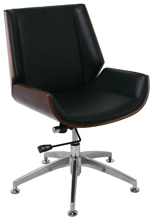 WOODWELL ΕΟ539,1BF9860V Πολυθρόνα Επισκέπτη Μέταλλο Χρώμιο Καρυδί - Pu Μαύρο 65x66x82/90cm ΕΟ539,1