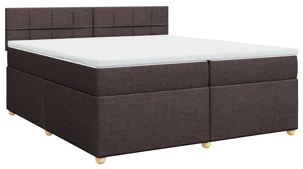 vidaXL Κρεβάτι Boxspring με Στρώμα Σκούρο Καφέ 200x200 εκ. Υφασμάτινο