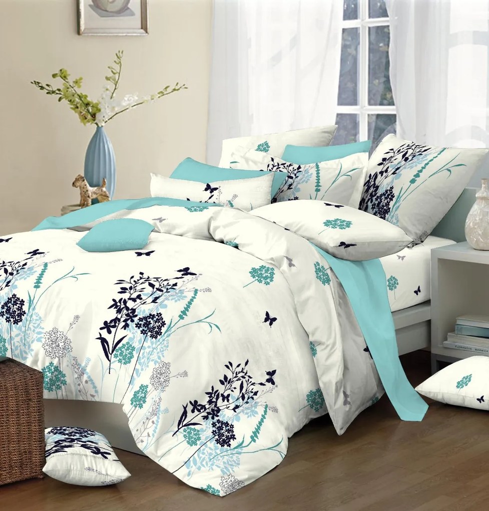 Ζεύγος Μαξιλαροθήκες Polycotton Εμπριμέ 50x70εκ. Primavera Petrol Komvos Home