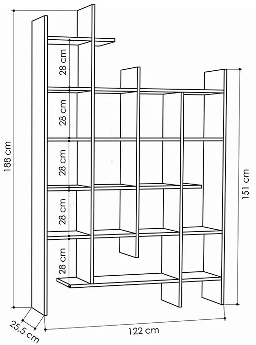 Βιβλιοθήκη Manco Megapap χρώμα neo travertine 122x25,5x188εκ.