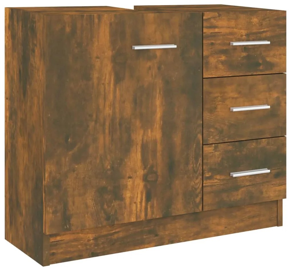 vidaXL Ντουλάπι Νιπτήρα Καπνιστή Δρυς 63 x 30 x 54 εκ. Επεξεργ. Ξύλο