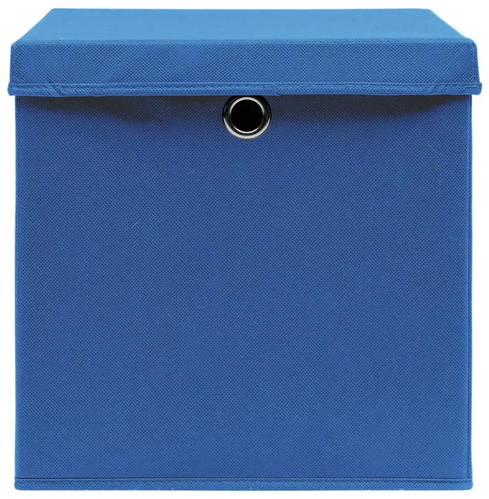 vidaXL Κουτιά Αποθήκευσης με Καπάκια 10 τεμ. Μπλε 28 x 28 x 28 εκ.