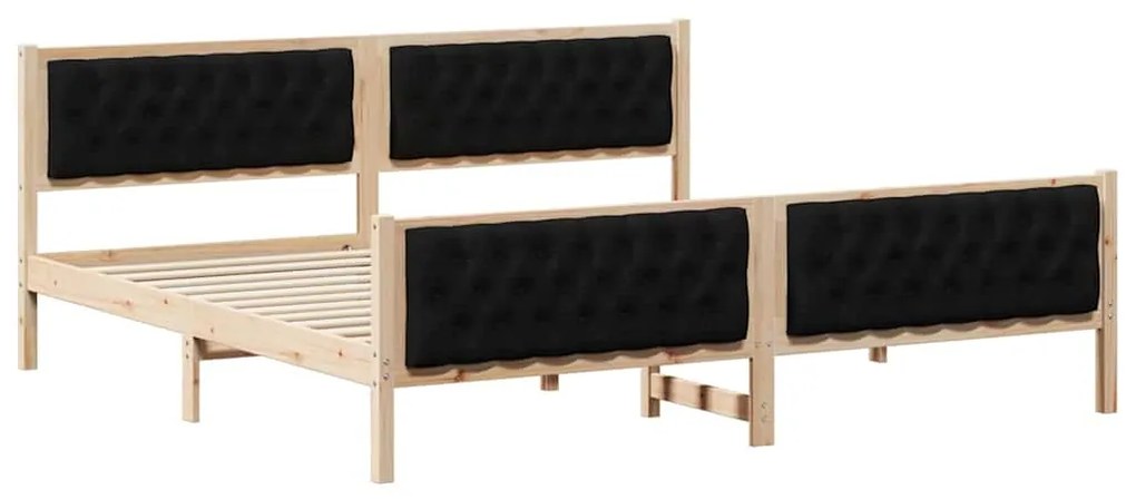 vidaXL Σκελετός Κρεβατιού Μαύρο 200 x 200 cm Στερεά ξυλεία πεύκου