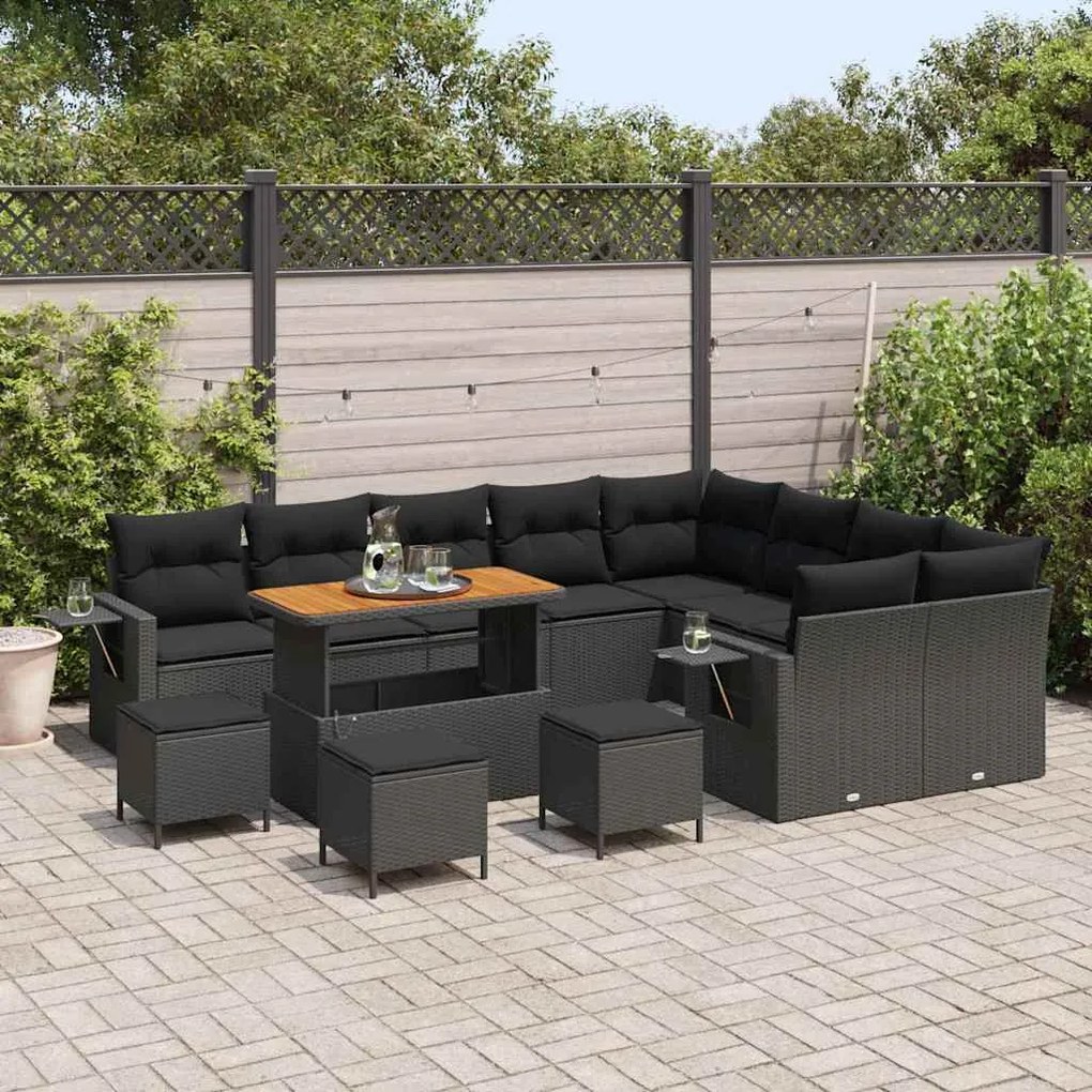 vidaXL Σετ Καναπέ Κήπου 13 pcs Μαύρο συνθετικό ρατάν