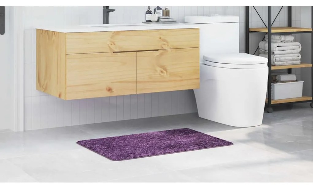 vidaXL Αντιολισθητικό μαξιλάρι μπάνιου Μοβ 60 x 90 cm PP