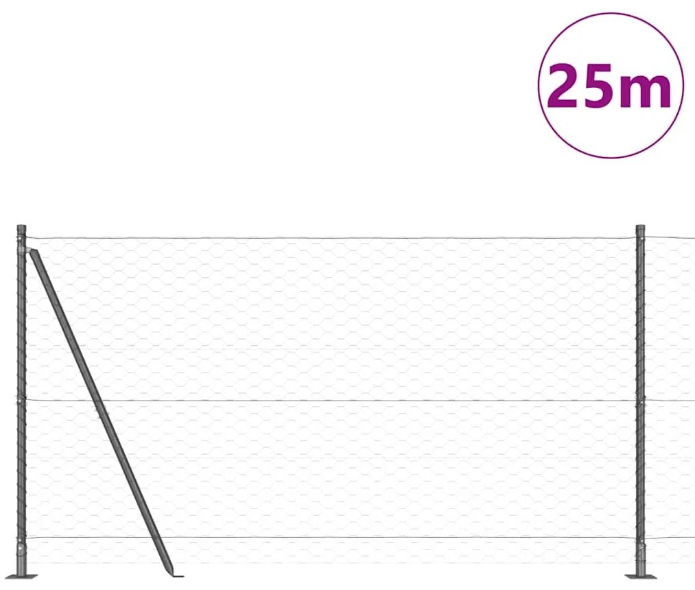 vidaXL Φράχτης με Στήλες. Γκρι 1.2 x 25 m Ατσάλι με επικάλυψη PVC