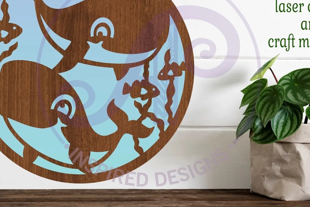 Intra απο ξύλο plywood 3mm-4mm πάχος - Επιγραφή Cute Whales Wall Art,  . Δίασταση 40x50 cm INTRAFABR-90541680