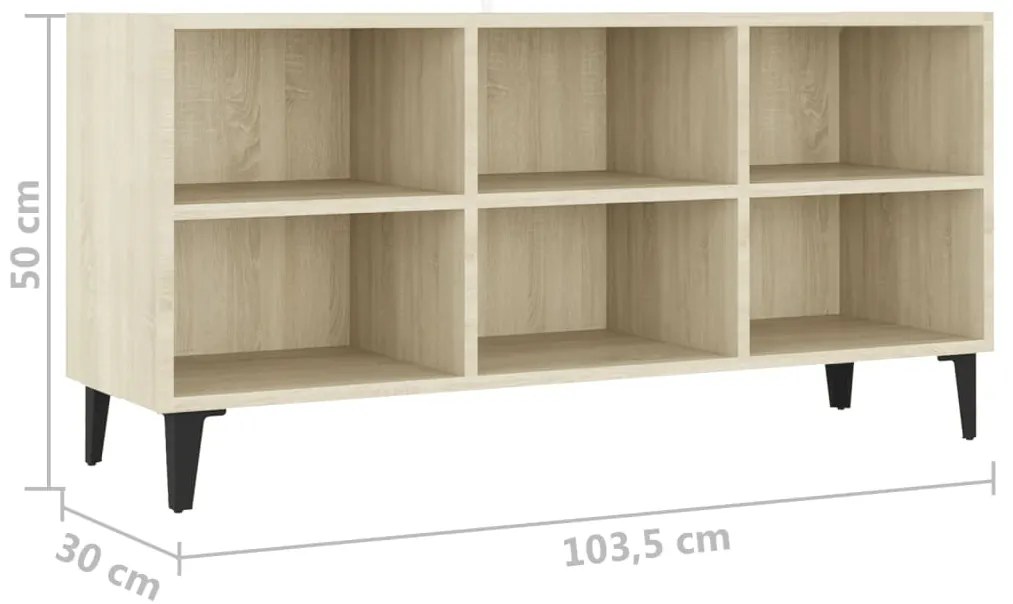 vidaXL Έπιπλο Τηλεόρασης Καπνιστή Δρυς 103,5x30x50 εκ Μεταλλικά Πόδια