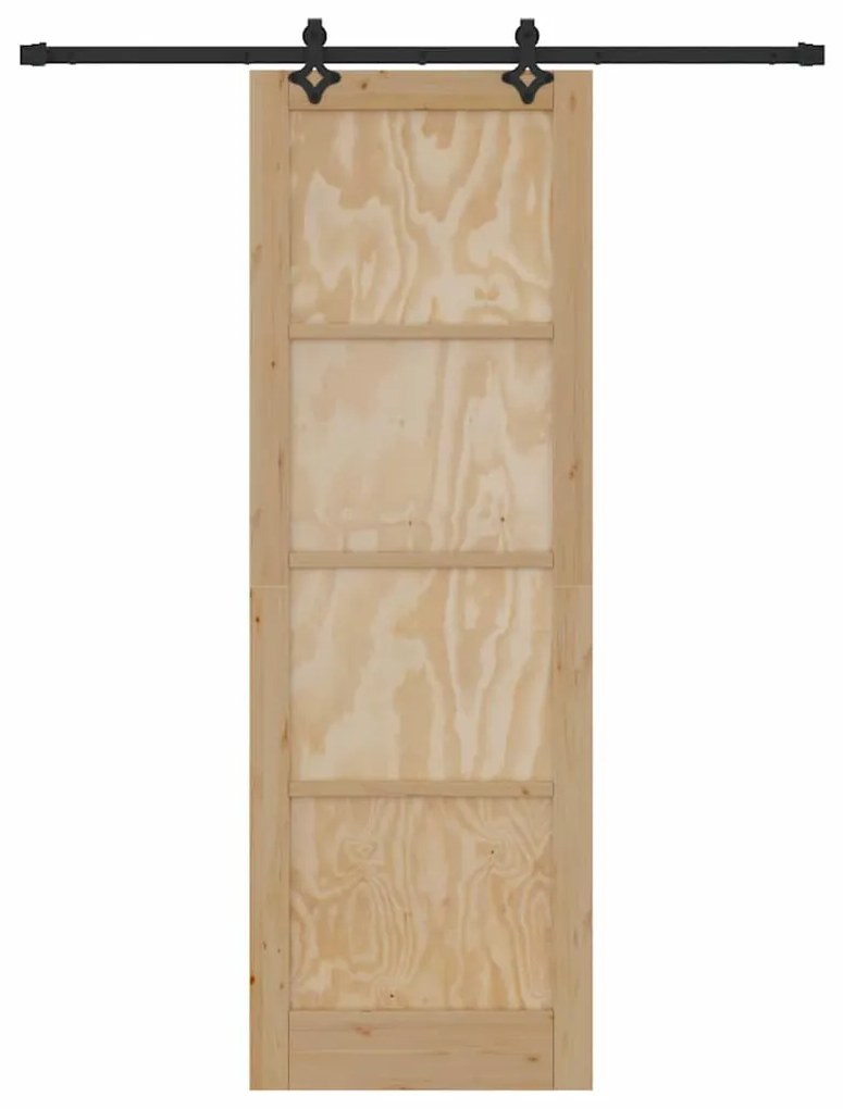 vidaXL Συρόμενη Πόρτα Φυσικό και μαύρο 78 x 232 cm