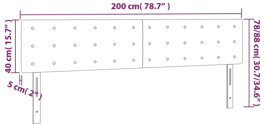 vidaXL Κεφαλάρι Κρεβατιού LED Μαύρο 200x5x78/88 εκ. Συνθετ. Δέρμα
