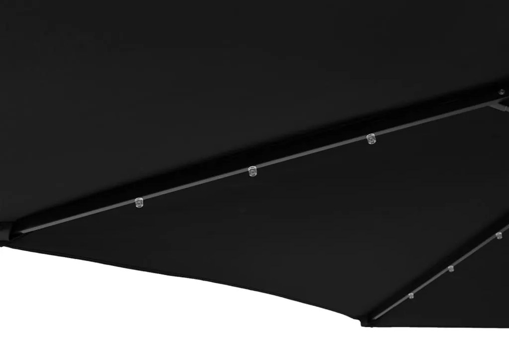 Ομπρέλα Κήπου με LED και Ατσάλινο Ιστό Μαύρη 225x225x212 εκ. - Μαύρο
