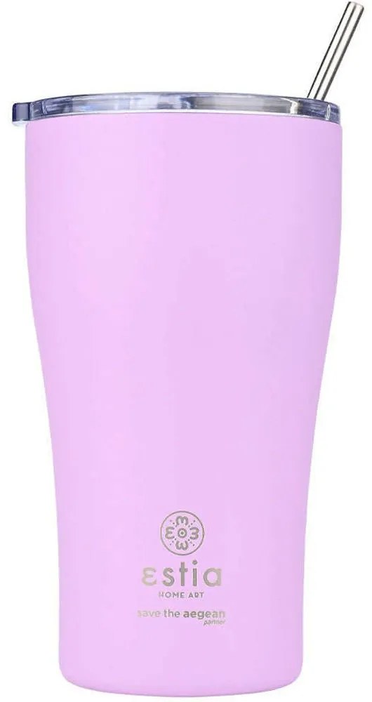 Ποτήρι - Θερμός Με Καλαμάκι Save The Aegean 01-23195 500ml Levander Purple Estia