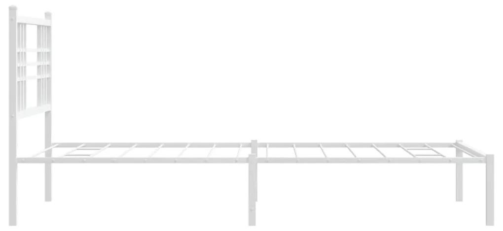 vidaXL Πλαίσιο Κρεβατιού με Κεφαλάρι Λευκό 100x190 εκ. Μεταλλικό