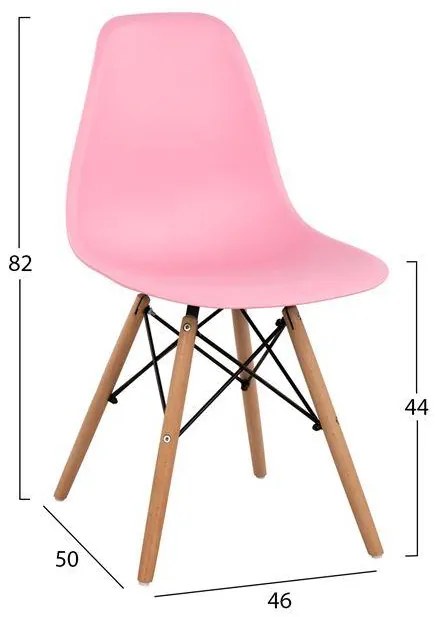 Καρέκλα TWIST Ρόζ PP κάθισμα και Ξύλινα πόδια 46x50x82εκ. 4αδα 46x50x82 εκ.