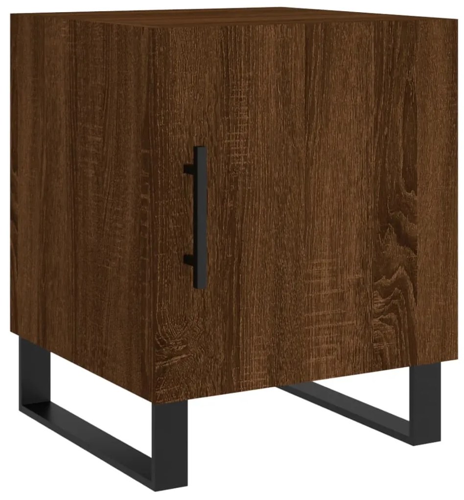 vidaXL Κομοδίνα 2 τεμ. Καφέ Δρυς 40 x 40 x 50 εκ. από Επεξεργ. Ξύλο