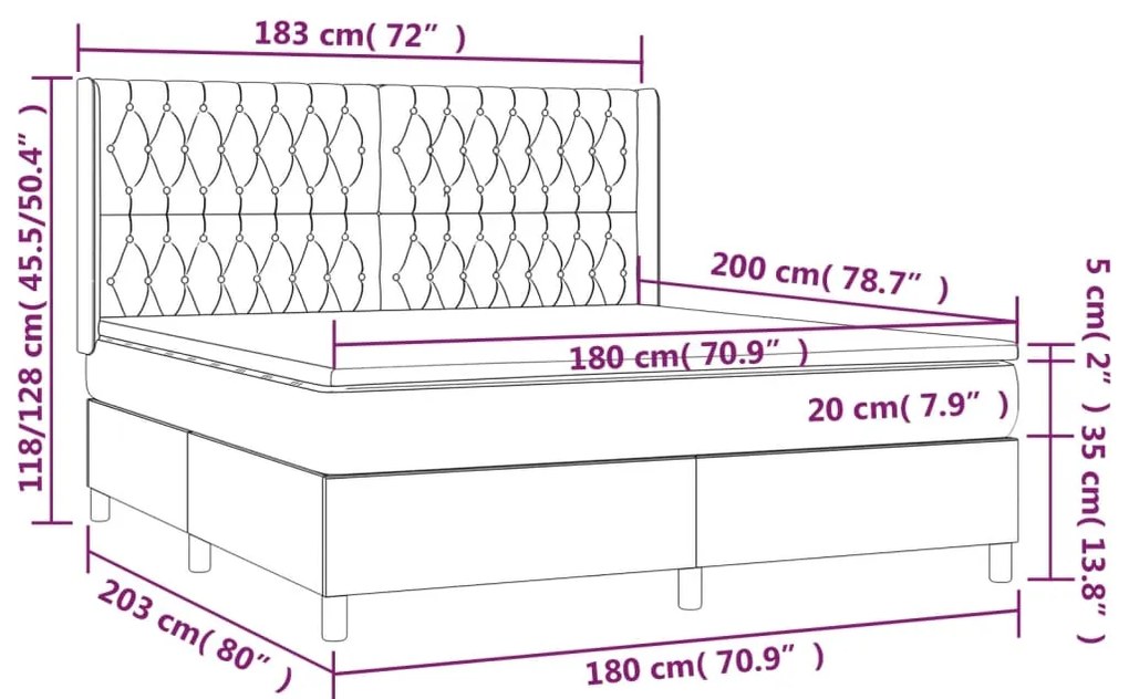 ΚΡΕΒΑΤΙ BOXSPRING ΜΕ ΣΤΡΩΜΑ &amp; LED TAUPE 180X200 ΕΚ. ΥΦΑΣΜΑΤΙΝΟ 3138577