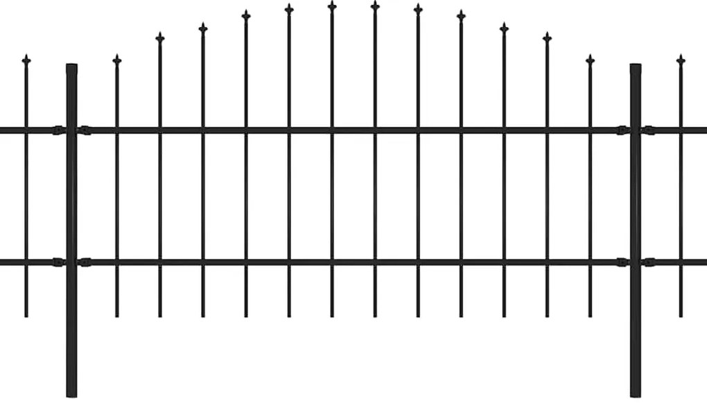 vidaXL Φράχτης Κήπου με Κορυφή Δόρυ Μαύρος Ατσάλινος 1426 x 100 εκ.