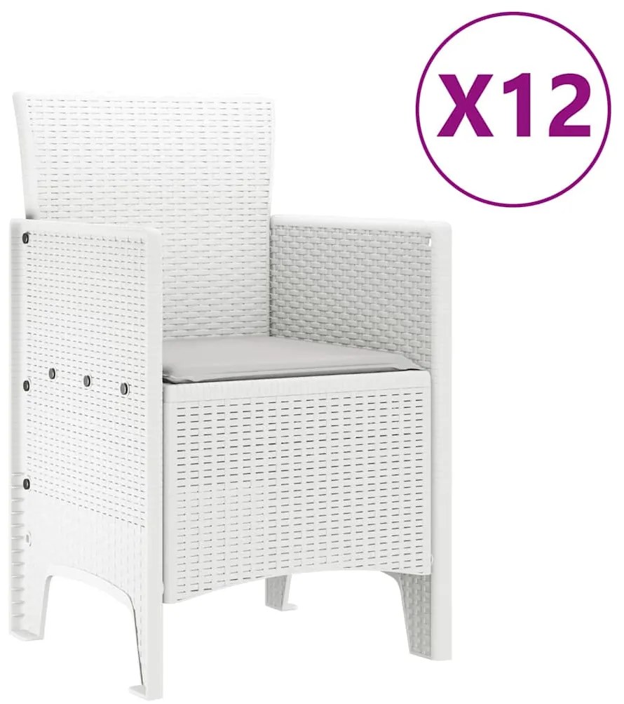 vidaXL Σέτ φαγητού για κήπο 13 pcs Λευκό Rattan Polt