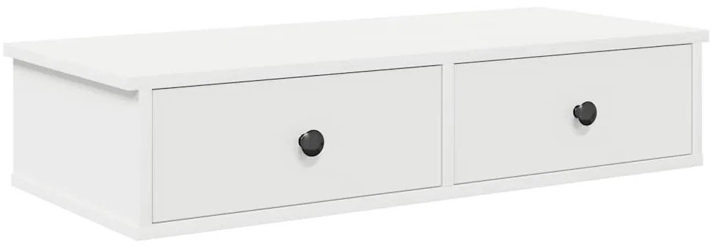 vidaXL Ράφι τοίχου με συρτάρια Λευκό 80x34x17 cm Κατασκευασμένο ξύλο
