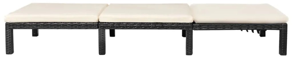 vidaXL Ξαπλώστρα Μαύρη από Συνθετικό Ρατάν με Μαξιλάρι