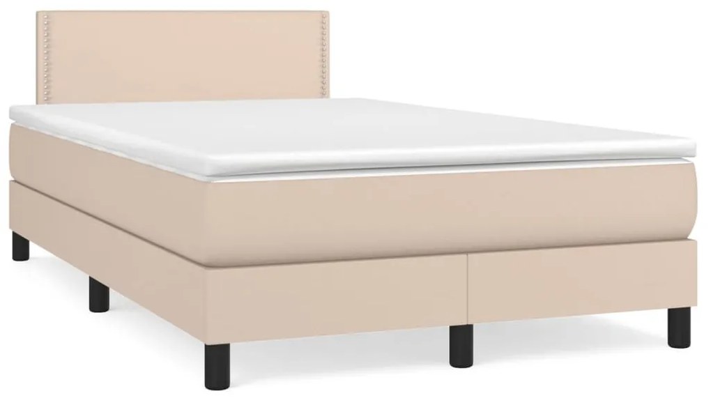 Κρεβάτι Boxspring με Στρώμα Καπουτσίνο 120x190εκ.από Συνθ.Δέρμα - Καφέ