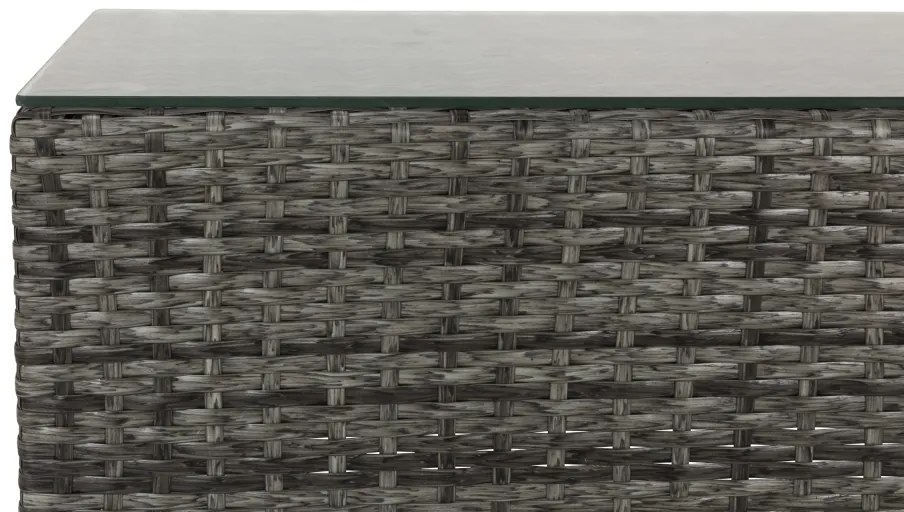 Τραπεζάκι εξωτερικού χώρου Comfort Garden 1379, 32x38x90cm, Γκρι, Επεξεργασμένο γυαλί, Πλαστικό ψάθινο