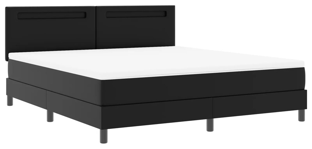 vidaXL Κρεβάτι Box Spring με Στρώμα Μαύρο, Σούπερ Κινγκ, Συνθετικό Δέρμα