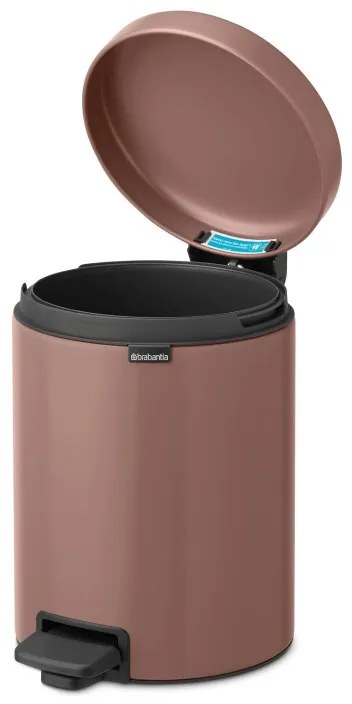 Κάδος με πεντάλ Brabantia NewIcon 1008841, 5 L, Ομαλό κλείσιμο, Αντιολισθητική βάση, Σατινέ φινίρισμα, Καφέ