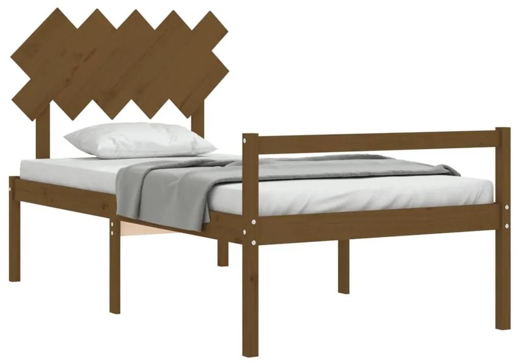 Κρεβάτι Ηλικιωμένου με Κεφαλάρι 100 x 200 εκ. Μελί Μασίφ Ξύλο - Καφέ