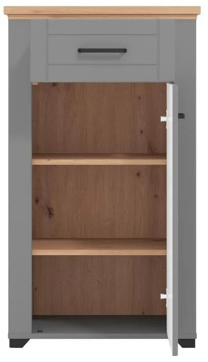 Έπιπλο Εισόδου Valencia Γκρί Γραφίτης - Artisan Oak - Γκρί Μάτ 60,5x41x105 εκ. 60.5x41x105 εκ.
