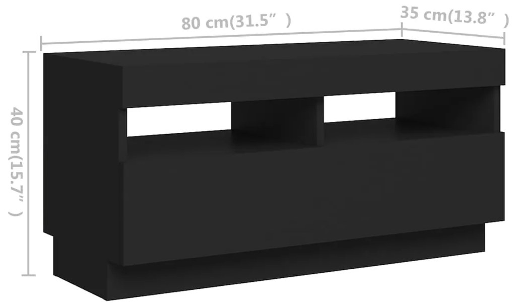 Έπιπλο Τηλεόρασης με LED Μαύρο 260 x 35 x 40 εκ. - Μαύρο