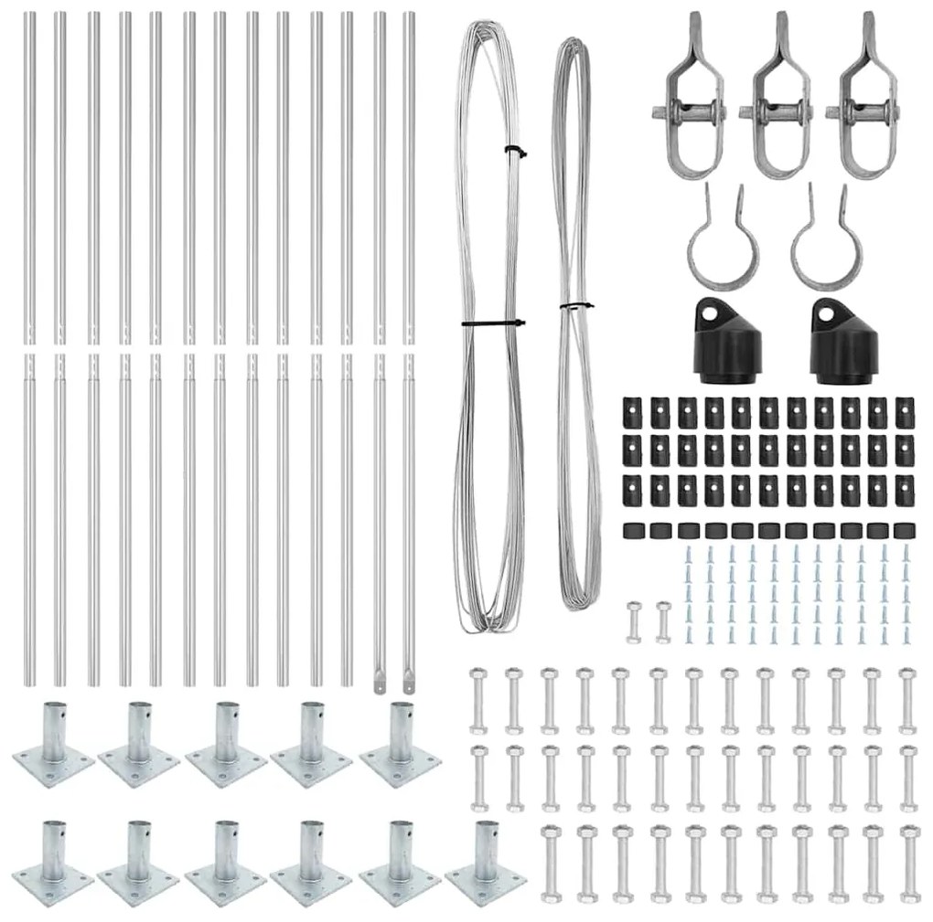 vidaXL Πό posts φράχτη 13 pcs Ασημί Ø32mm 170 εκ Γαλβανισμένος χάλυβας