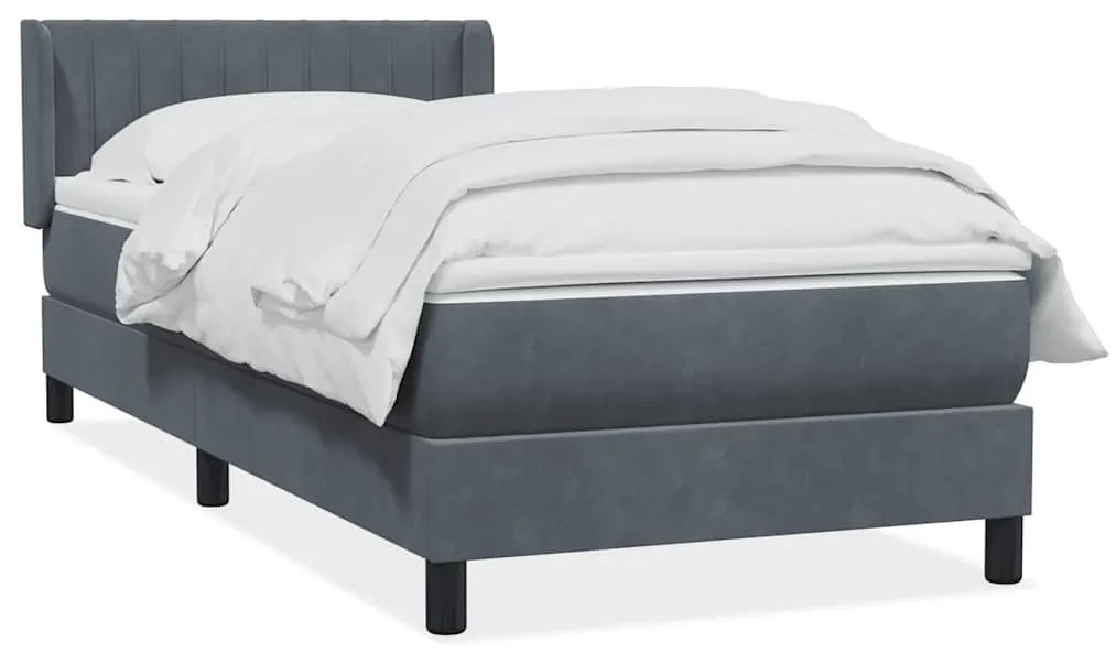 vidaXL Κρεβάτι Boxspring με Στρώμα Σκούρο Γκρι 80x220 εκ. Βελούδινο