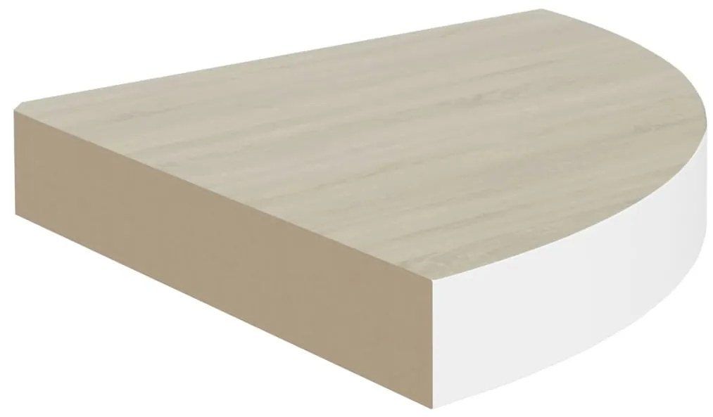vidaXL Ράφια Τοίχου Γωνιακά 2 τεμ. Δρυς/Λευκό 25 x 25 x 3,8 εκ από MDF