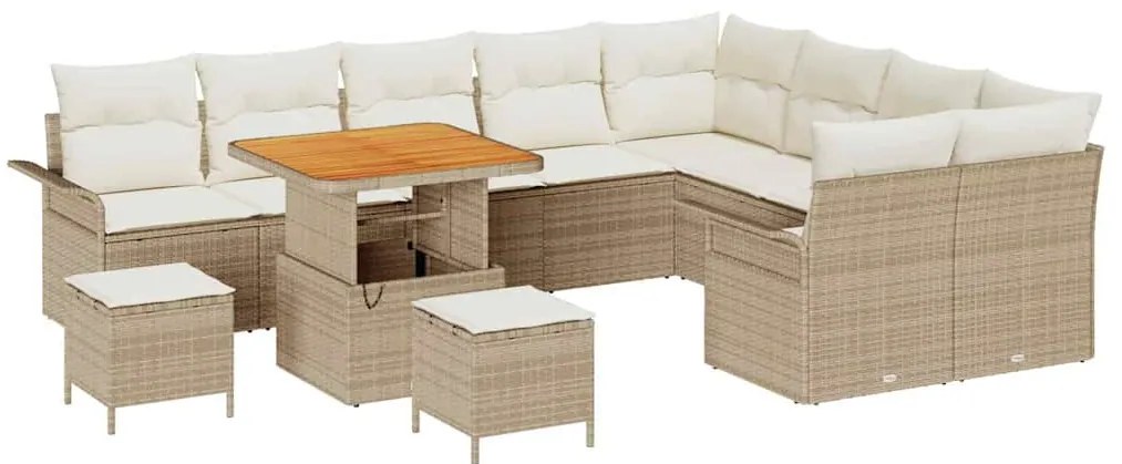 vidaXL Σετ Καναπέ Κήπου με μαξιλάρι 12 pcs Μπεζ, Κρέμα 80 x 80 x 71 cm