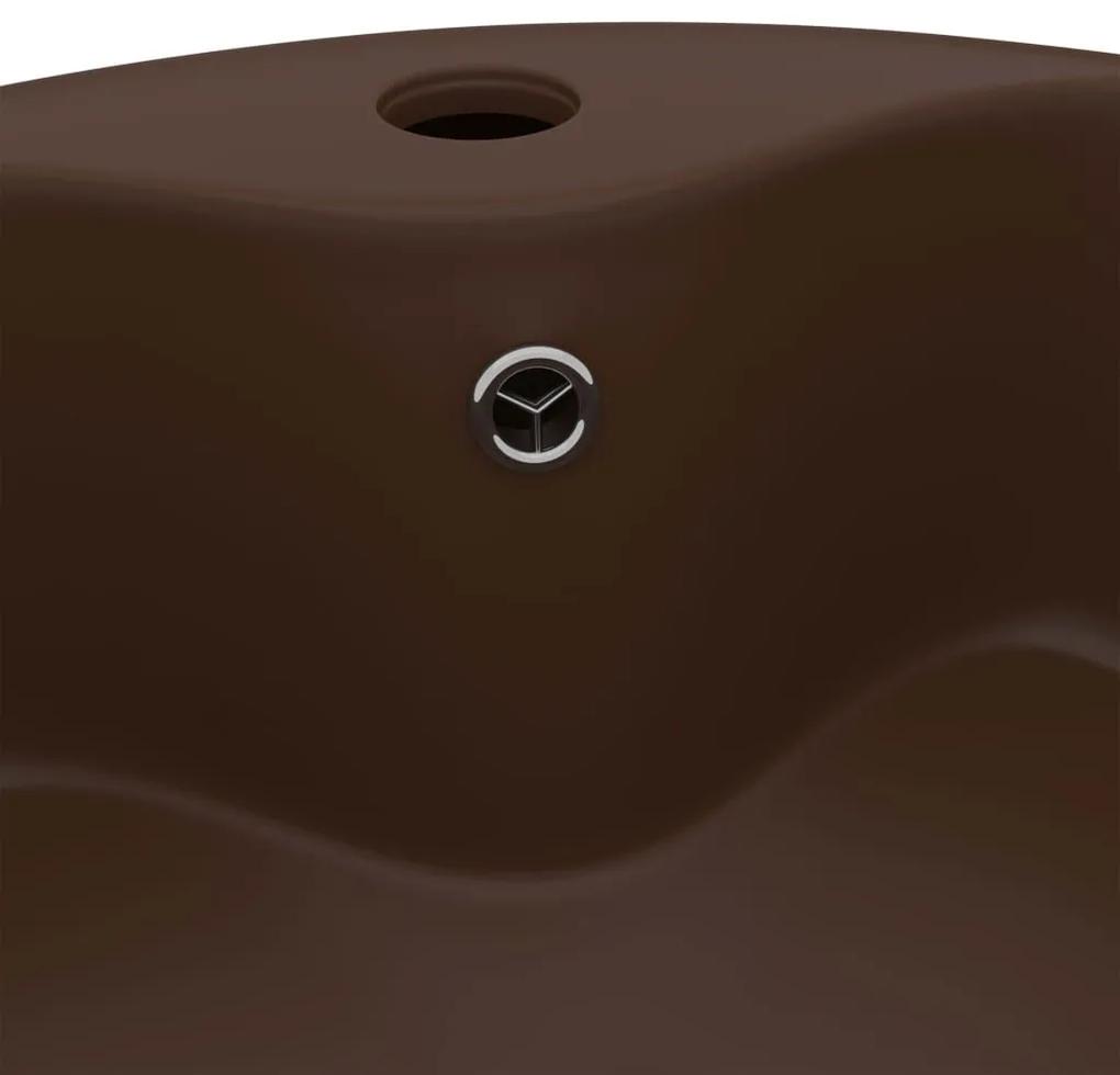 Νιπτήρας με Υπερχείλιση Σκούρο Καφέ Ματ 36x13 εκ. Κεραμικός - Καφέ