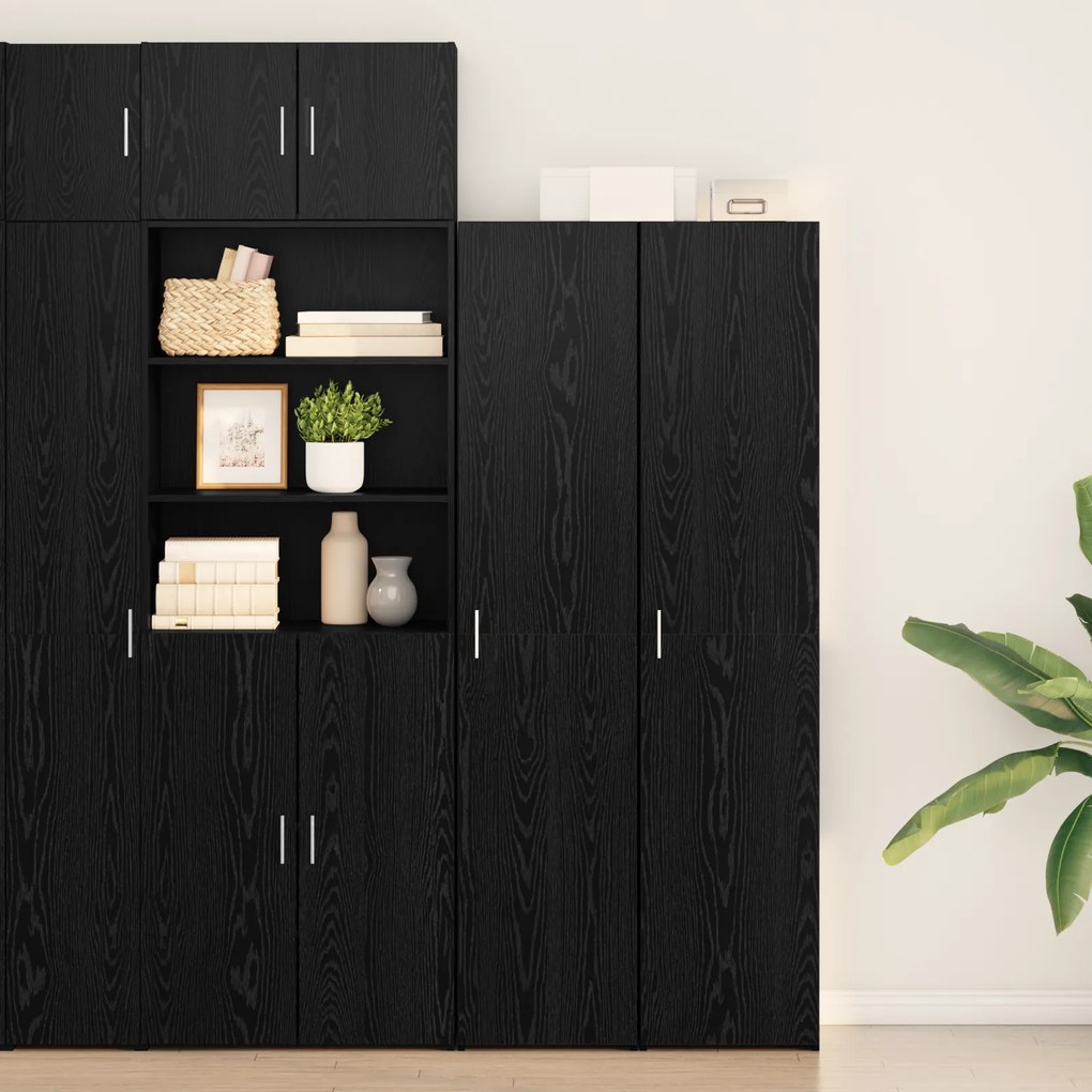 vidaXL Υψηλός μπουφές Μαύρος Δρυός 40x42.5x185 εκ Επεξεργασμένο Ξύλο