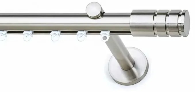 Μεταλλικός Σιδηρόδρομος Τοίχου μονός Anartisi Aluminium Rail Collection ILIOS S17 Ø25 σε χρώμα ΙΝΟΞ ΓΥΑΛΙΣΤΕΡΟ (INOX POLISHED) με Σύστημα WAVE 6 cm 360 εκ