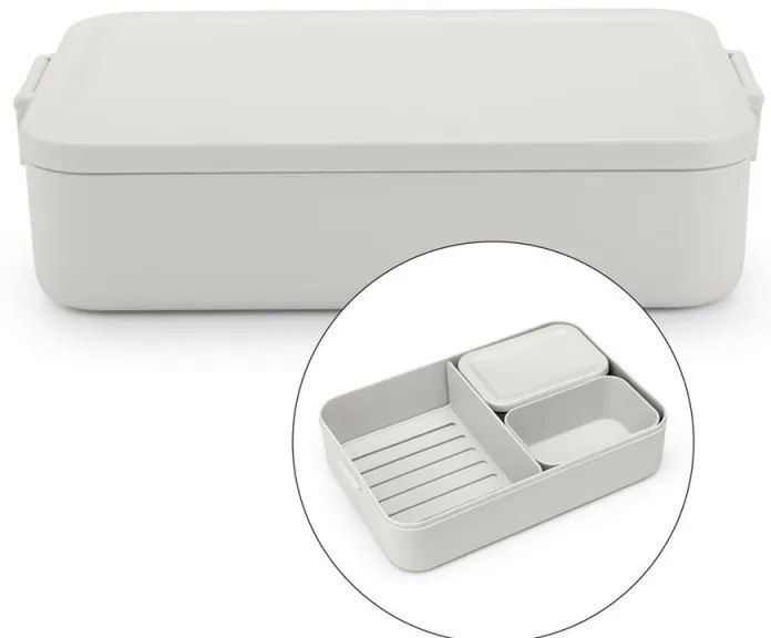Κουτί τροφίμων Brabantia Make&Take 1006292, 2 l, Με διαχωριστικά, Στεγανό κλείσιμο, Χωρίς BPA, Ανοιχτό γκρι