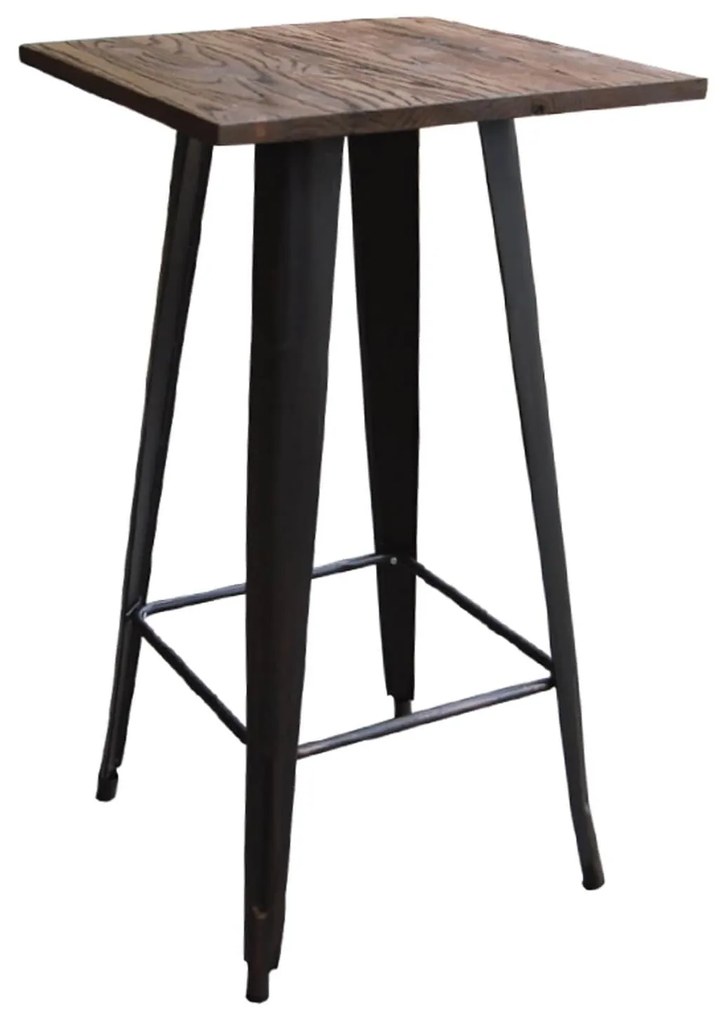 Τραπέζι Bar Relix Wood Antique Black  Ε5197,10 60Χ60Χ101 cm Μέταλλο,Ξύλο