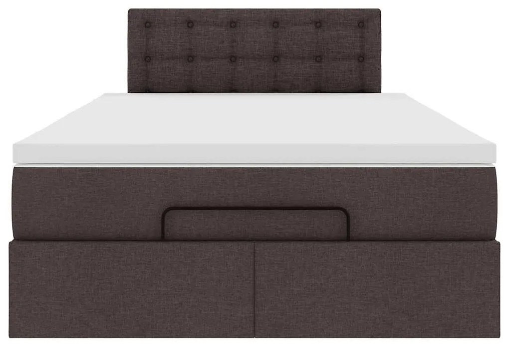vidaXL Ottoman Κρεβάτι με Στρώμα Σκούρο Καφέ 120x200cm Ύφασμα