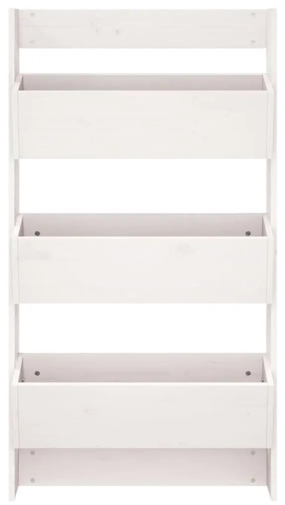 Ζαρντινιέρα Τοίχου 3 Επιπέδων Λευκή 60x18,5x110 εκ. Μασίφ Πεύκο - Λευκό
