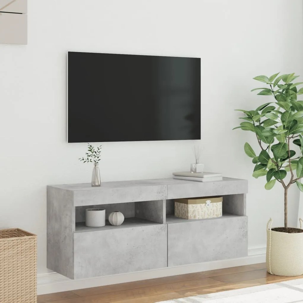 vidaXL Έπιπλο Τηλεόρασης με LED Γκρι Σκυροδέματος 100x30x40 εκ.
