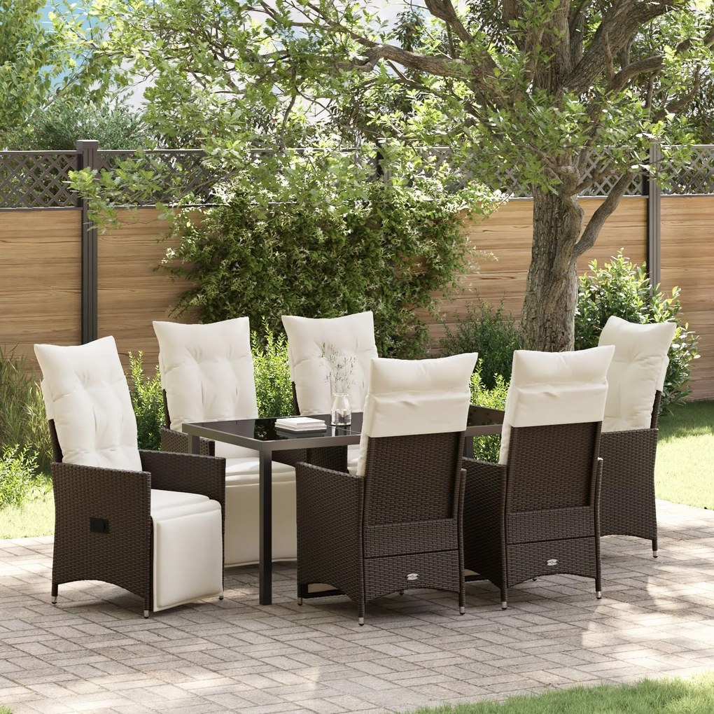 vidaXL Σετ 4 Καφέ PE rattan Μοναδικός Καναπές Ρυθμιζόμενα Υποπόδια
