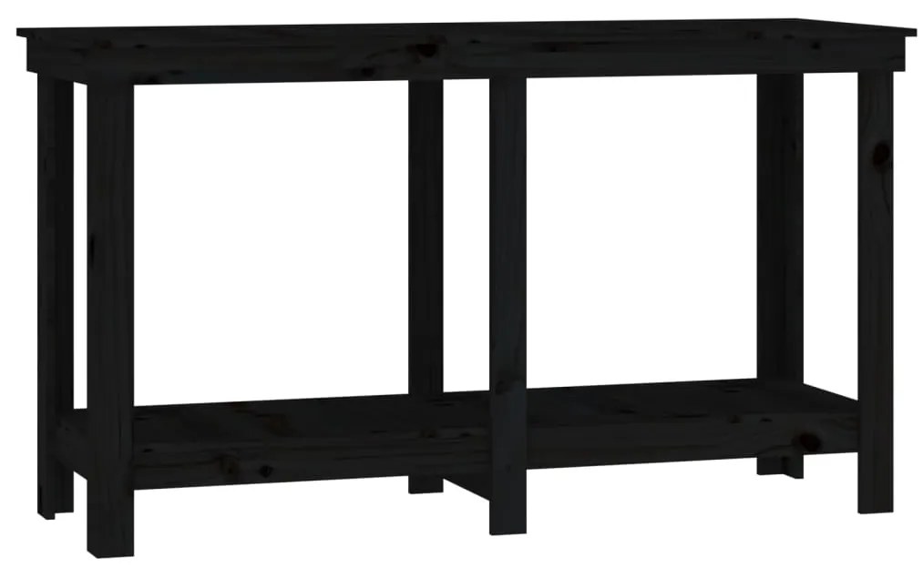 vidaXL Πάγκος Εργασίας Μαύρος 140x50x80 εκ. από Μασίφ Ξύλο Πεύκου