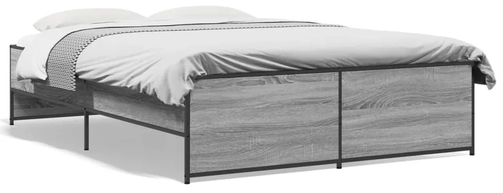 vidaXL Πλαίσιο Κρεβατιού Γκρι Sonoma 140x190 εκ. Επεξ. Ξύλο &amp; Μέταλλο