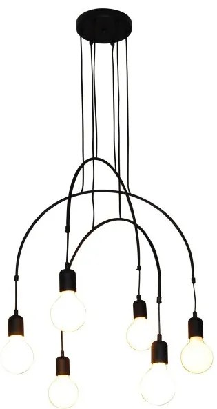 Κρεμαστό Φωτιστικό Οροφής 6xE27 G95 LED Μαύρο Everdina 77-3823 Homelighting-77-3823-Μαύρο 77-3823